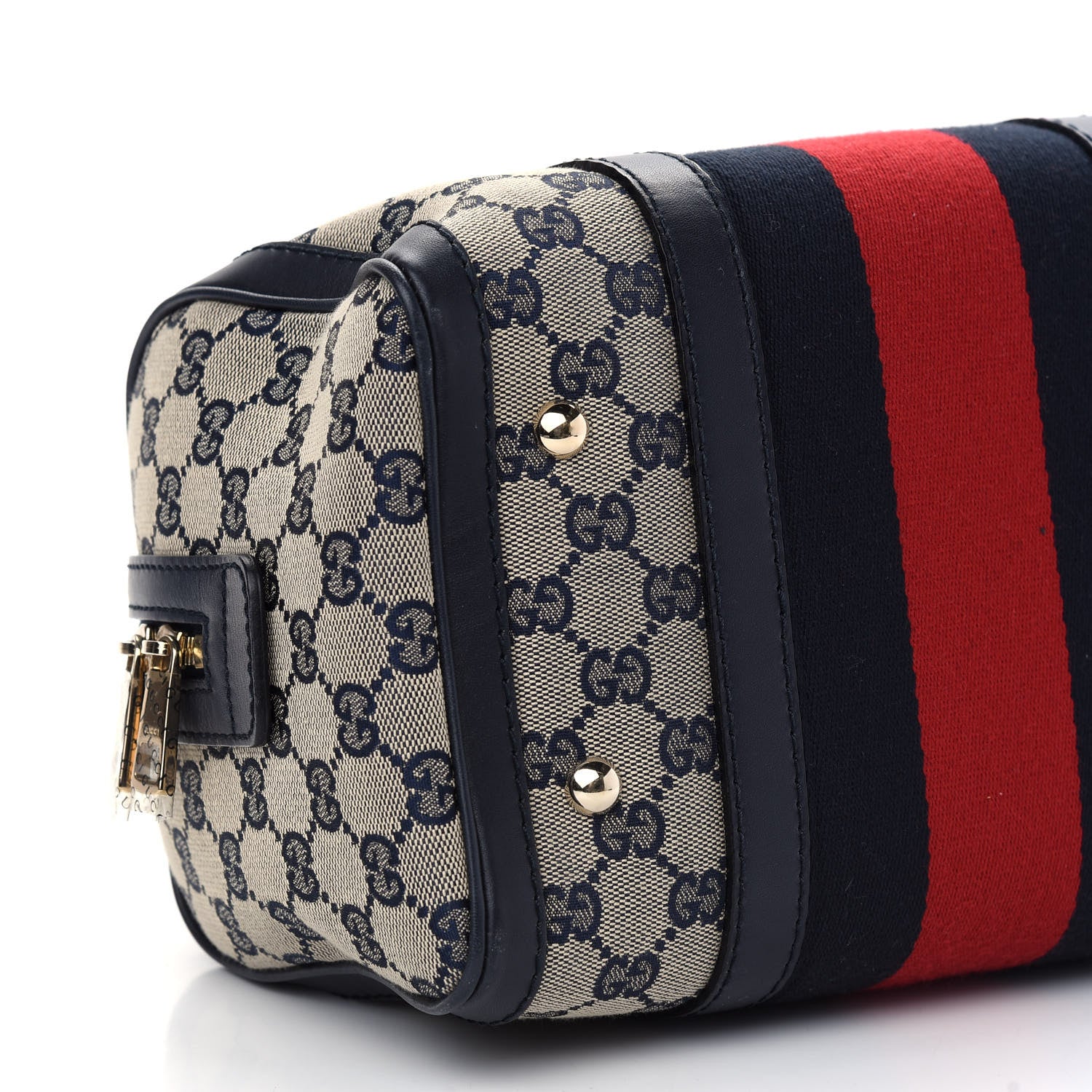 Gucci Monogram Vintage Web Small Boston Navy 8 of 9