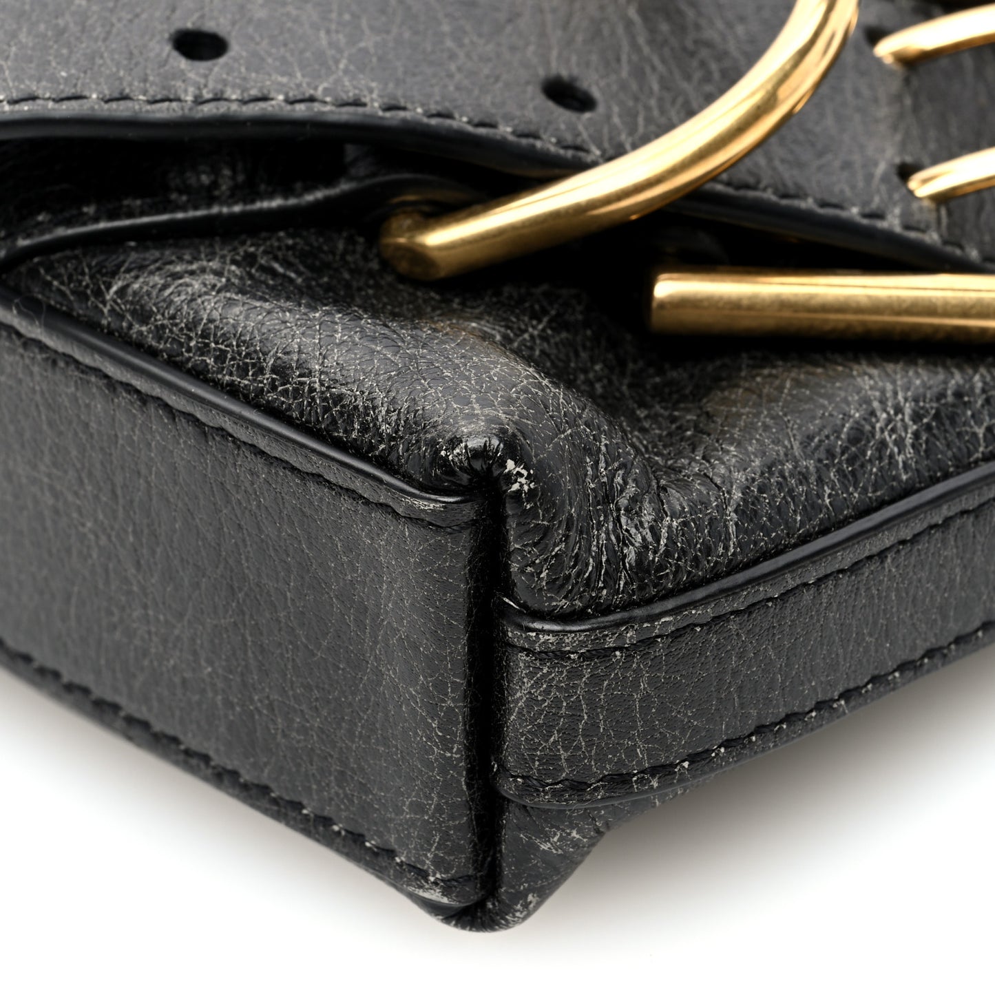 Aged Calfskin Mini Voyou Boyfriend Party Bag Black