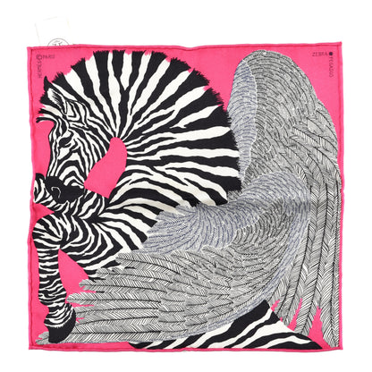 Hermes Silk Carre Zebra Pegasus Nano Scarf 20 Rose Bonbon Black White 1 of 4