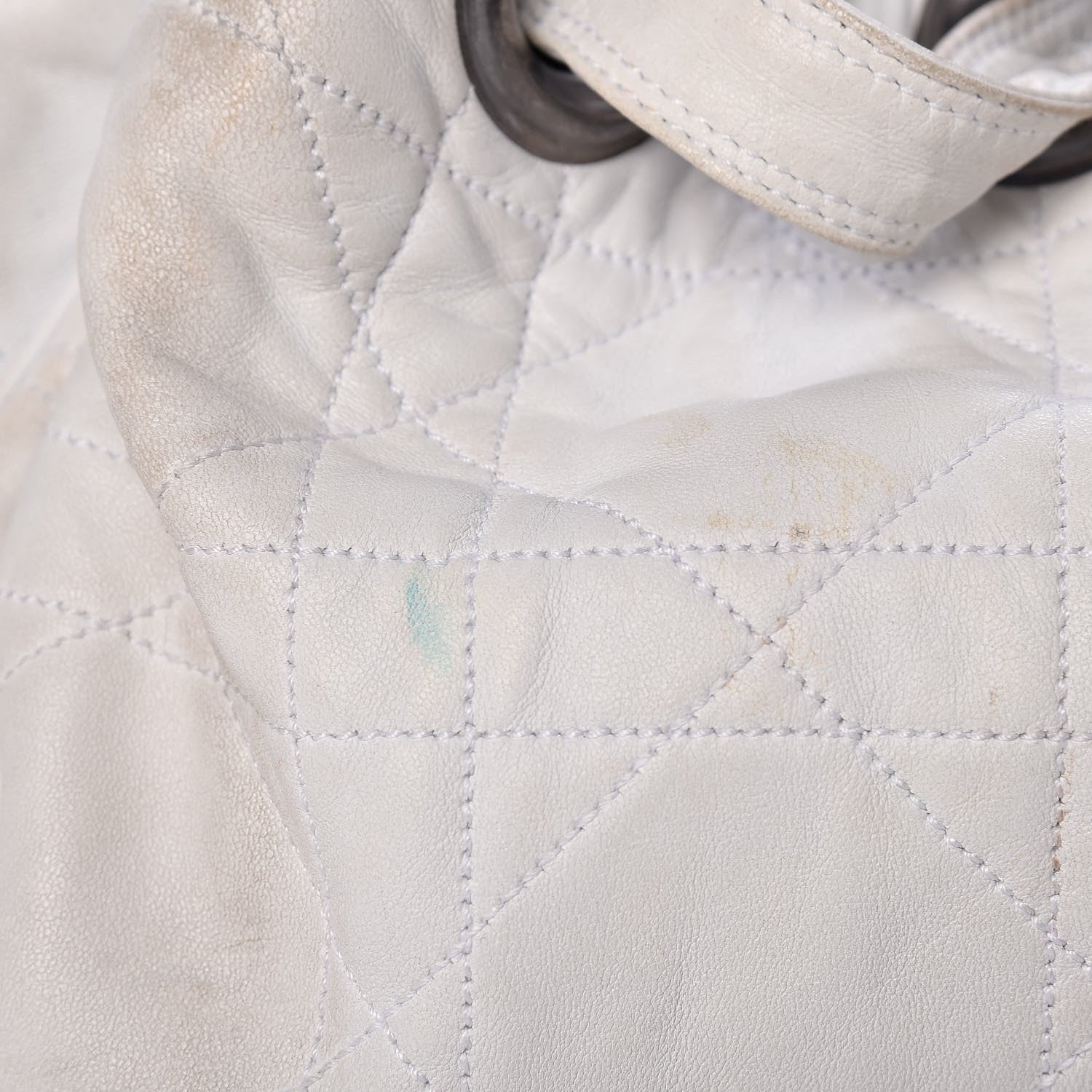 Christian Dior Lambskin Cannage Drawstring Bag White 13 of 24