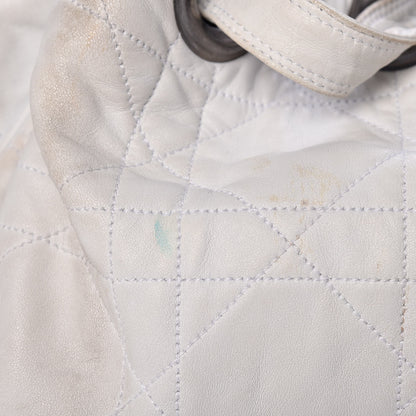 Christian Dior Lambskin Cannage Drawstring Bag White 13 of 24