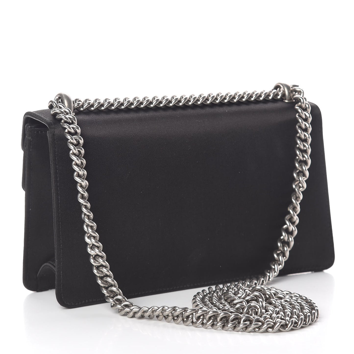 Satin Silk Crystal Small Dionysus Shoulder Bag Black Black Diamond