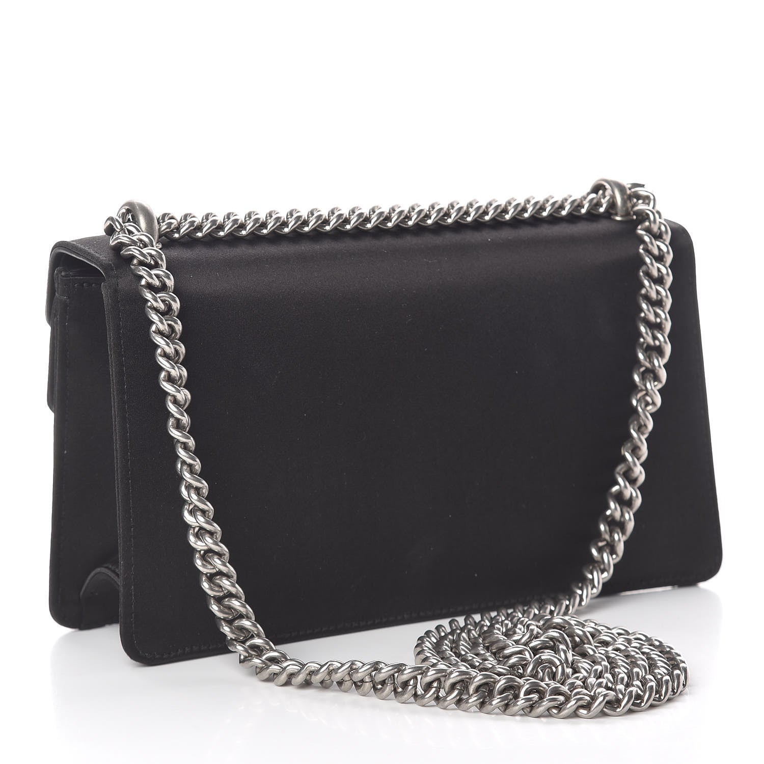 Gucci Satin Silk Crystal Small Dionysus Shoulder Bag Black Black Diamond 3 of 10