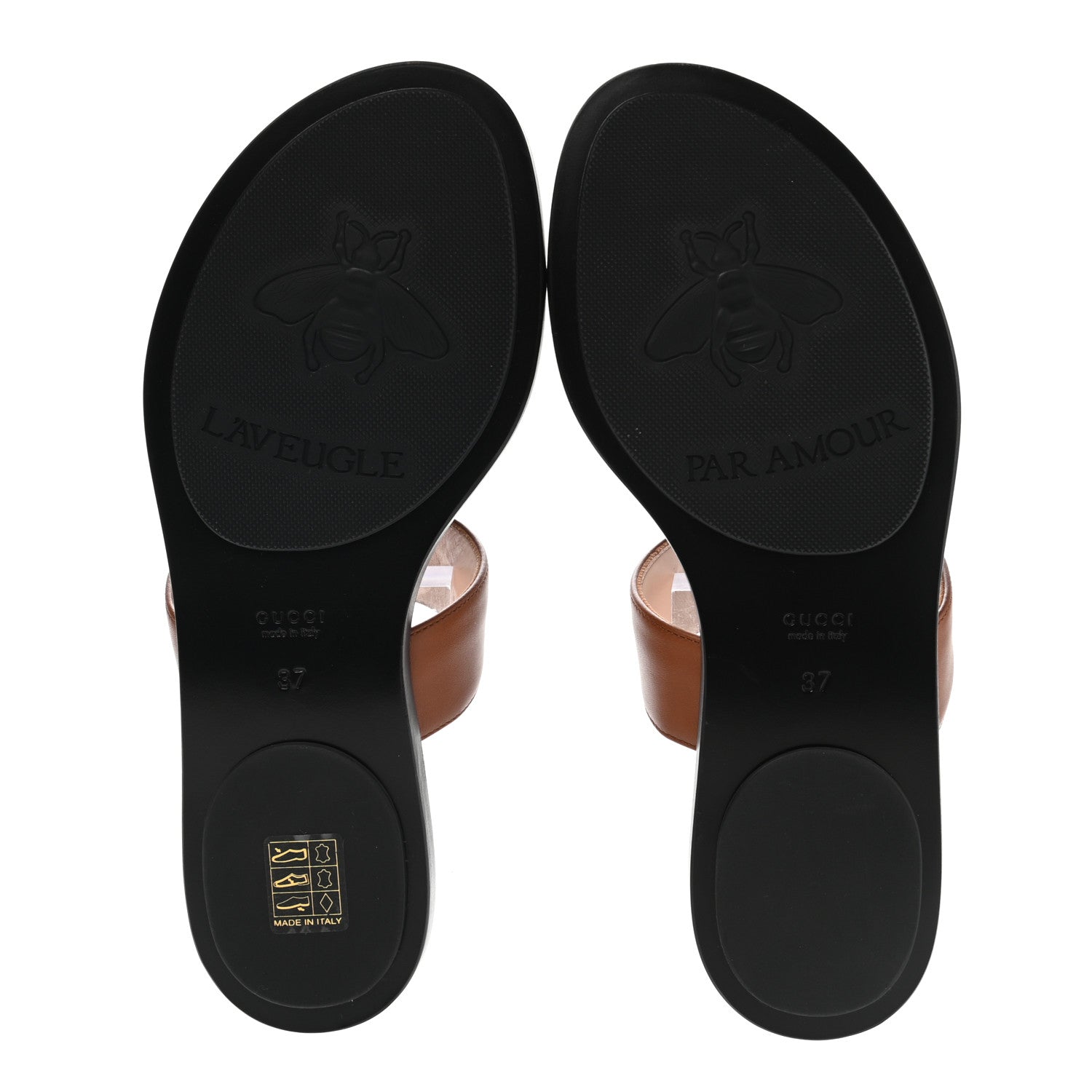 Gucci Calfskin GG Marmont Thong Sandals 37 Cognac 5 of 7