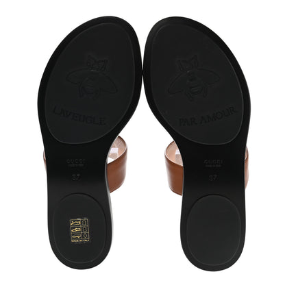 Gucci Calfskin GG Marmont Thong Sandals 37 Cognac 5 of 7