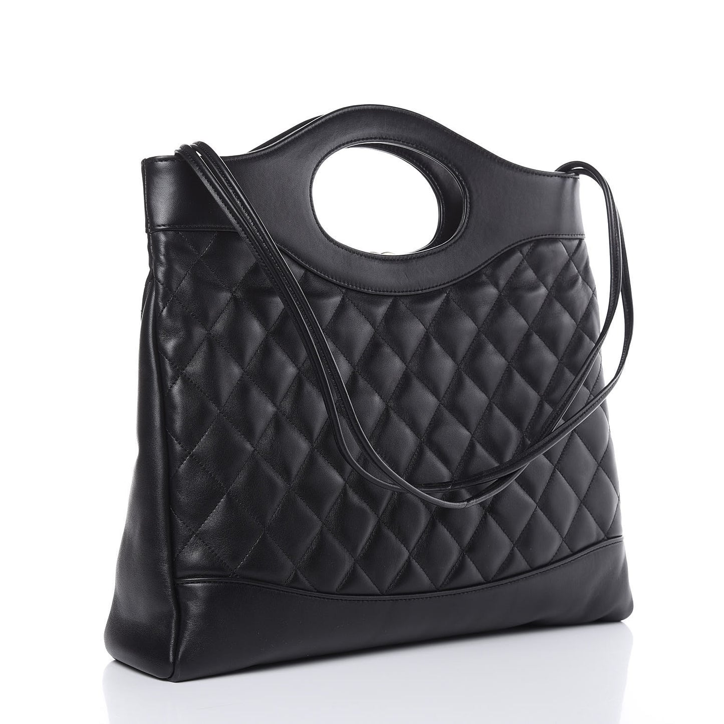 Lambskin Quilted Large 31 Shopping Bag Black