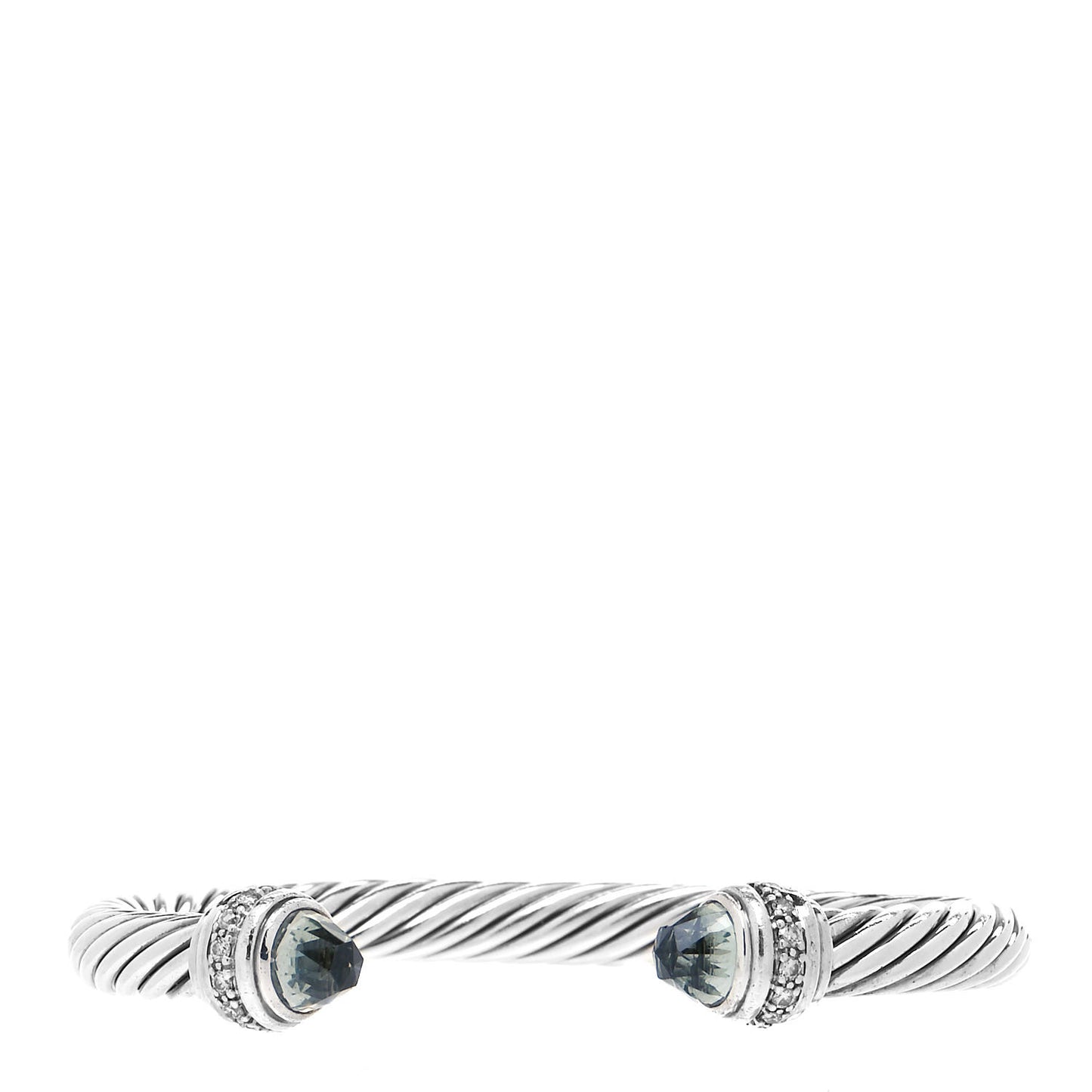 Sterling Silver Diamond Prasiolite 7mm Cable Classics Bracelet