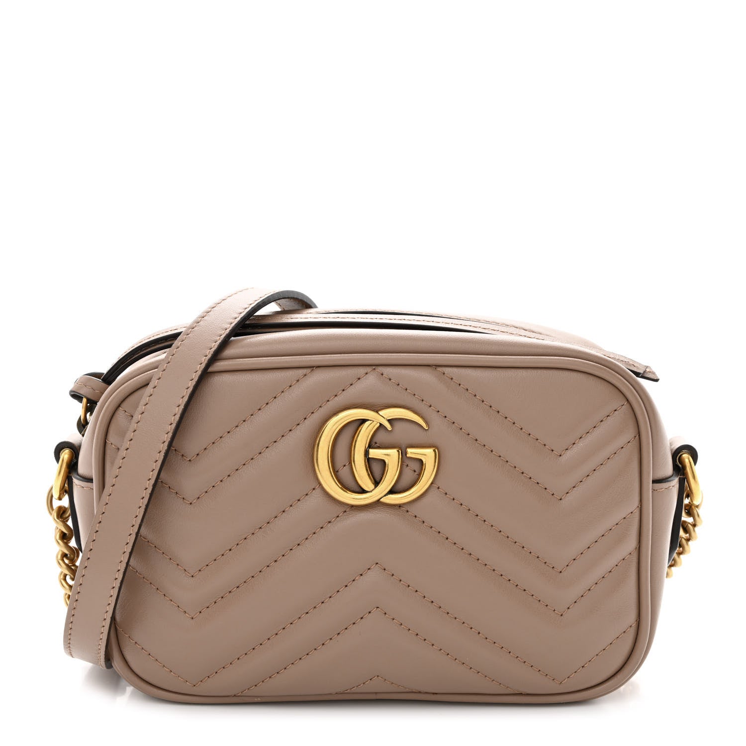 Gucci Calfskin Matelasse Mini GG Marmont Chain Shoulder Bag Porcelain Rose 1 of 11