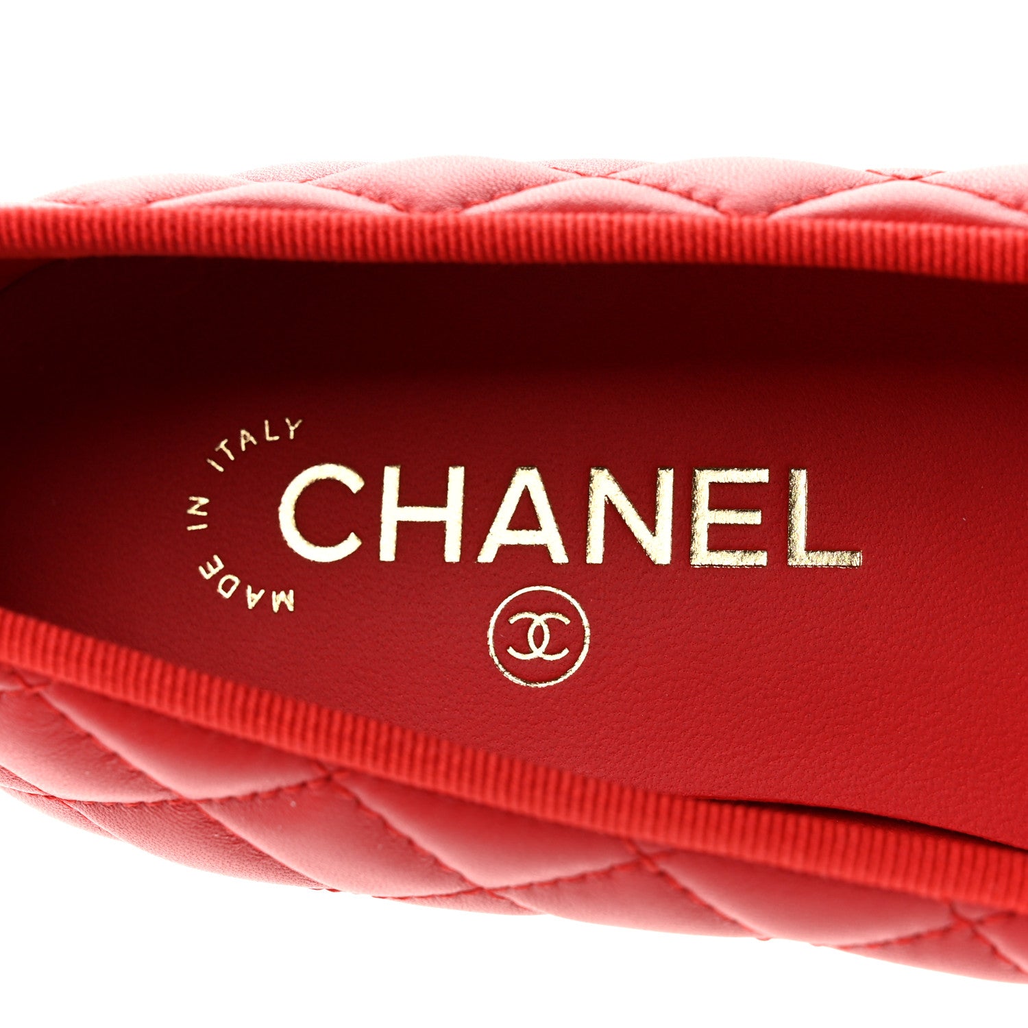 Chanel Lambskin Quilted CC Cap Toe Ballerina Flats 38.5 Red 8 of 9
