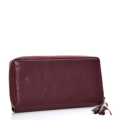 Gucci Pebbled Calfskin Bamboo Tassel Zip Around Wallet Burgundy 3 of 8