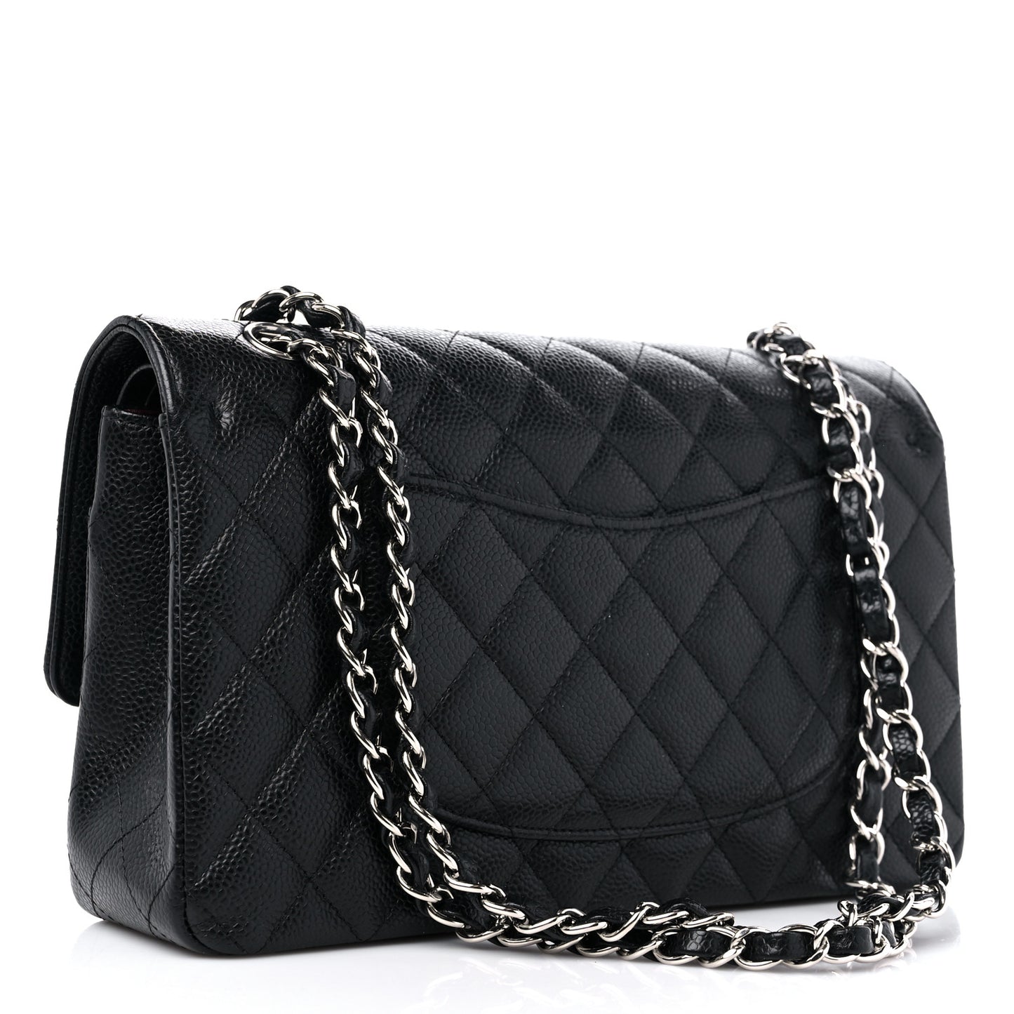 Caviar Quilted Medium Double Flap Black