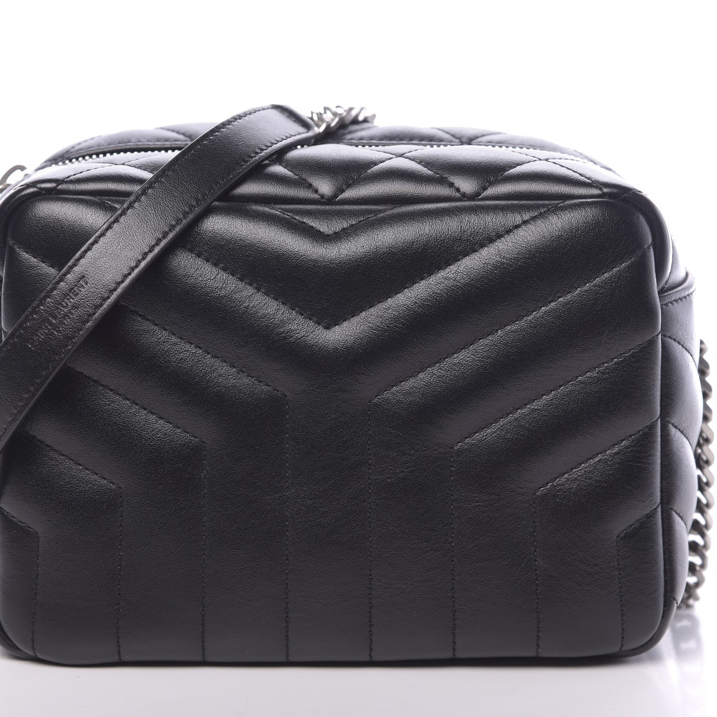 Calfskin Y Quilted Monogram Small Loulou Bowling Bag Black
