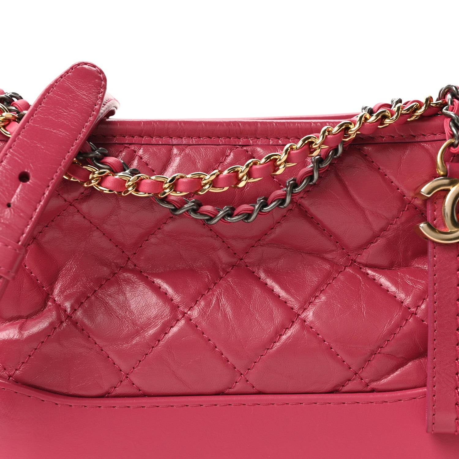 Chanel Aged Calfskin Quilted Small Gabrielle Hobo Fuchsia 8 of 10