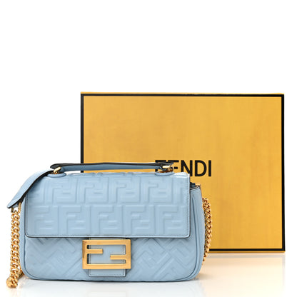 Fendi Nappa Small FF Embossed Midi Chain Baguette Azzurro Baby 10 of 10