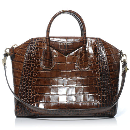 Givenchy Calfskin Crocodile Embossed Medium Antigona Brown 1 of 6
