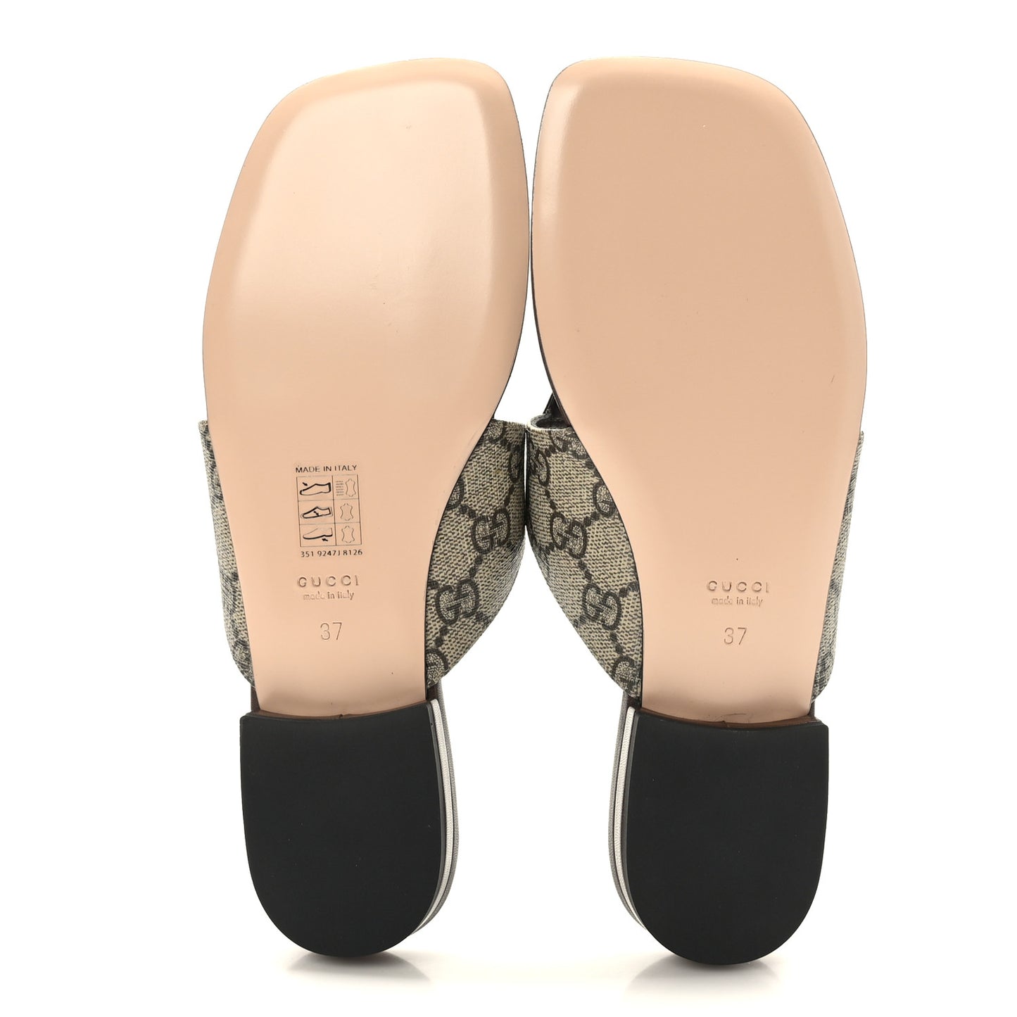 GG Supreme Monogram Malaga Kid Blondie Thong Sandals 37 Beige Ebony New Acero