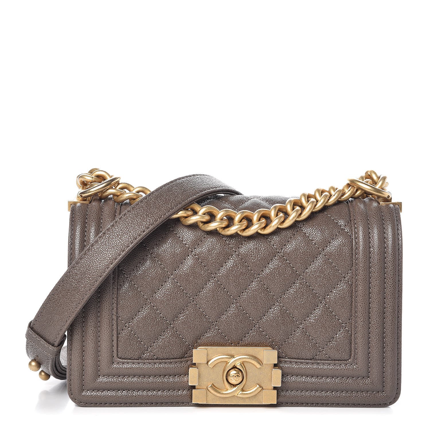 Chanel Caviar Quilted Small Boy Flap Khaki 1 of 10