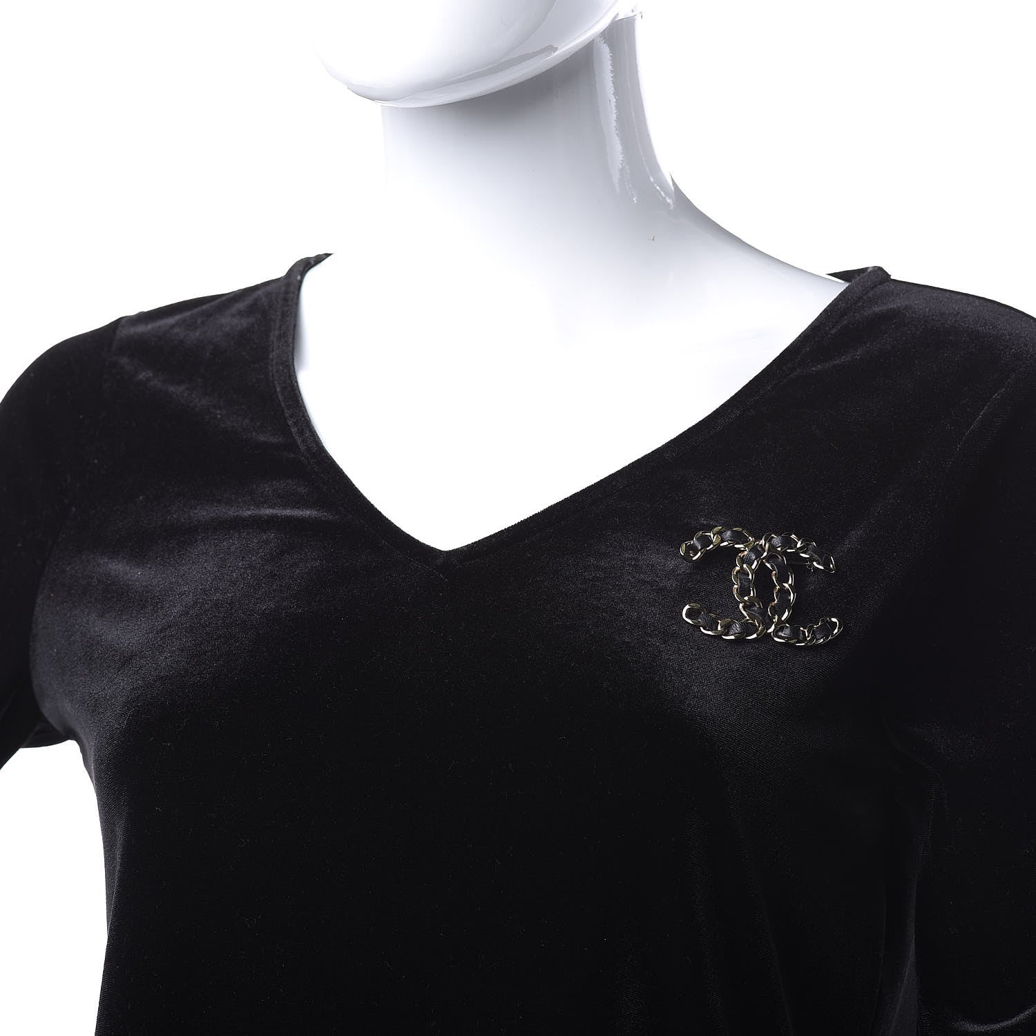 Chanel Lambskin Chain CC Brooch Black Gold 2 of 5