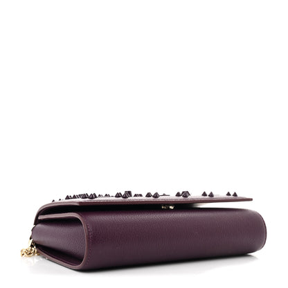 Christian Louboutin Calfskin Spikes Loubinthesky Paloma Clutch Merlot 3 of 10