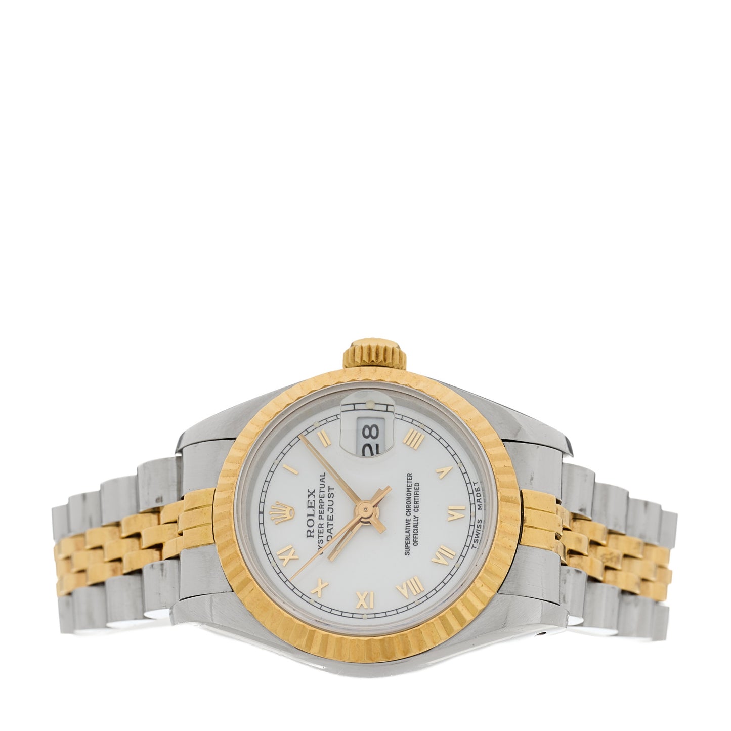 Stainless Steel 18K Yellow Gold 26mm Oyster Perpetual Datejust Watch White Roman 69173