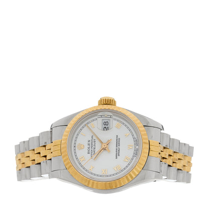 Rolex Stainless Steel 18K Yellow Gold 26mm Oyster Perpetual Datejust Watch White Roman 69173 2 of 4