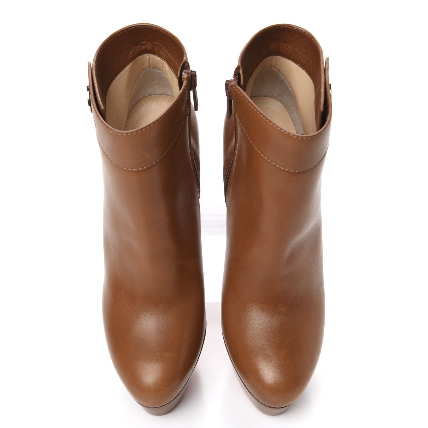 Calfskin Janis Alta 120 Booties 39 Cuoio