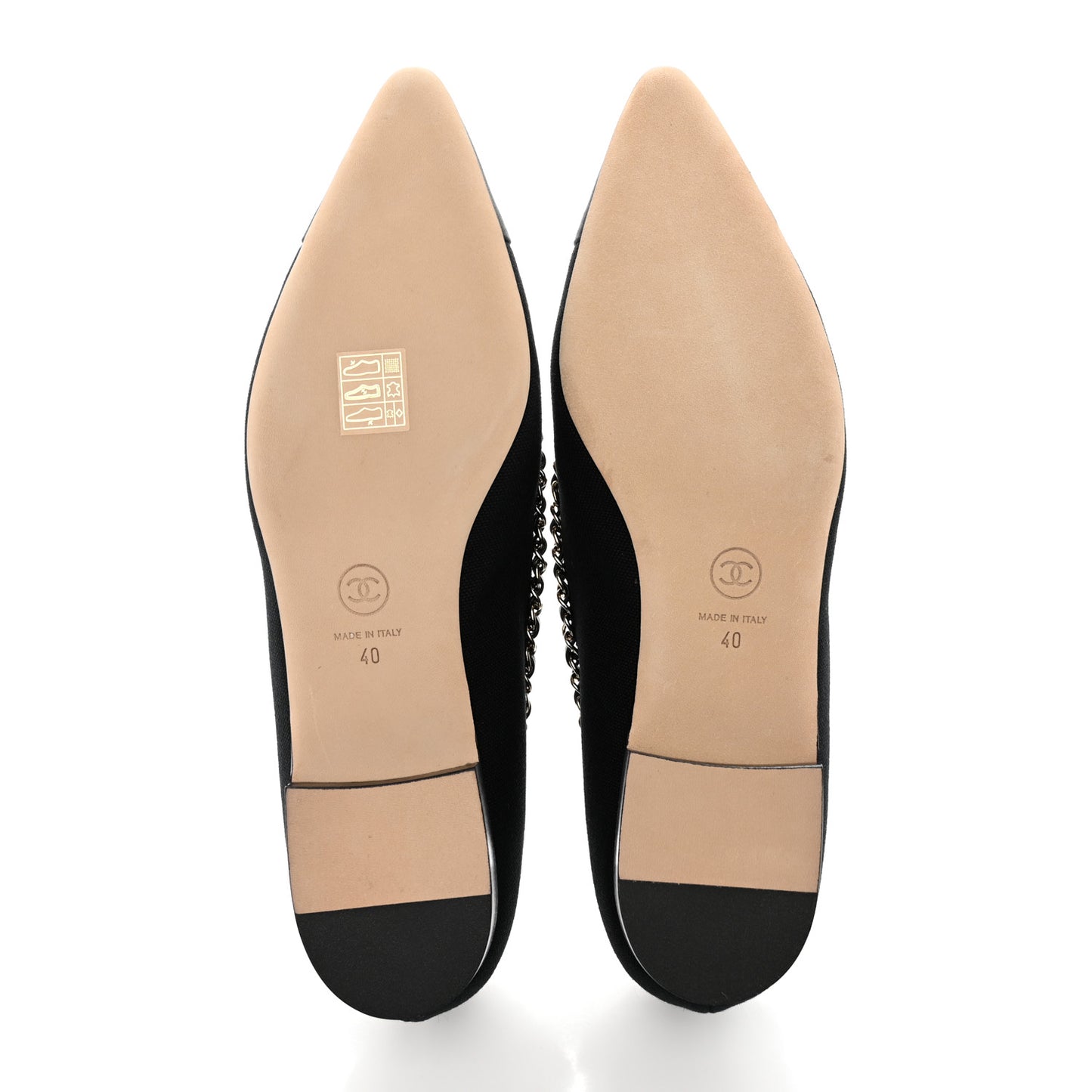 Fabric Grosgrain Chain Cap Toe Flats 40 Black