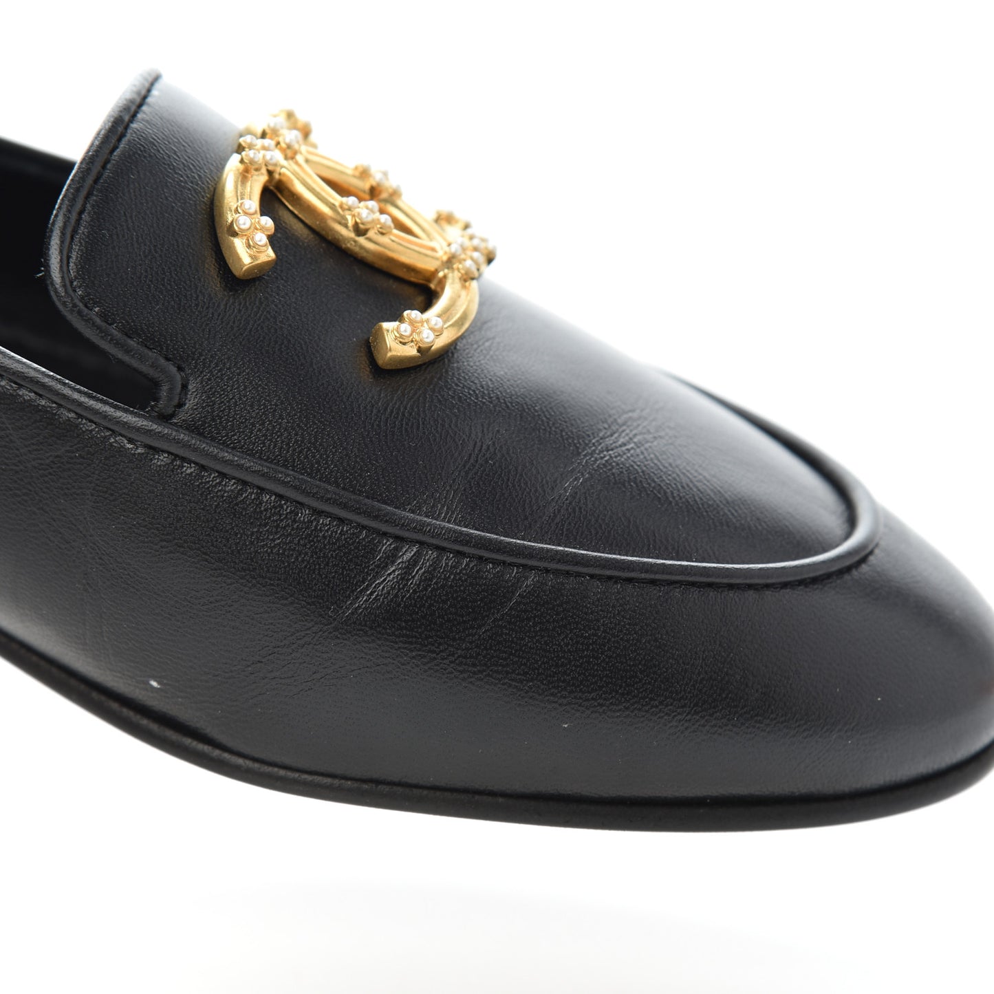 Lambskin Pearl CC Loafers 37 Black