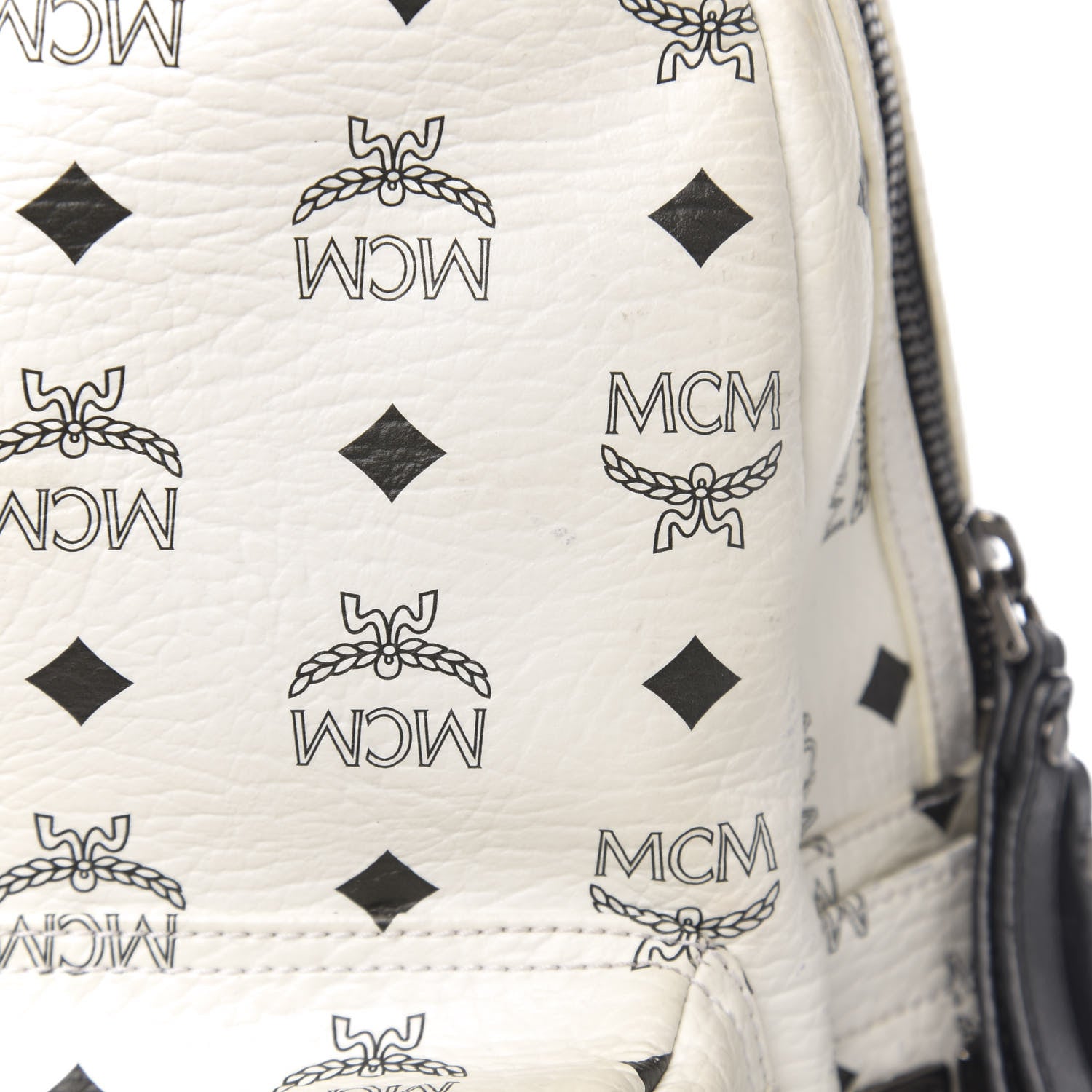 MCM Visetos Medium Side Studs Stark Backpack White 14 of 15