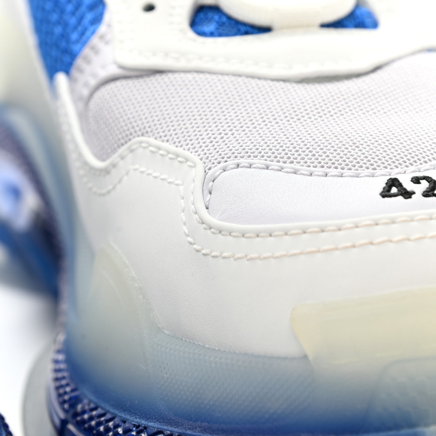 Fabric Mesh Clear Sole Mens Triple S Sneakers 42 White Blue Grey