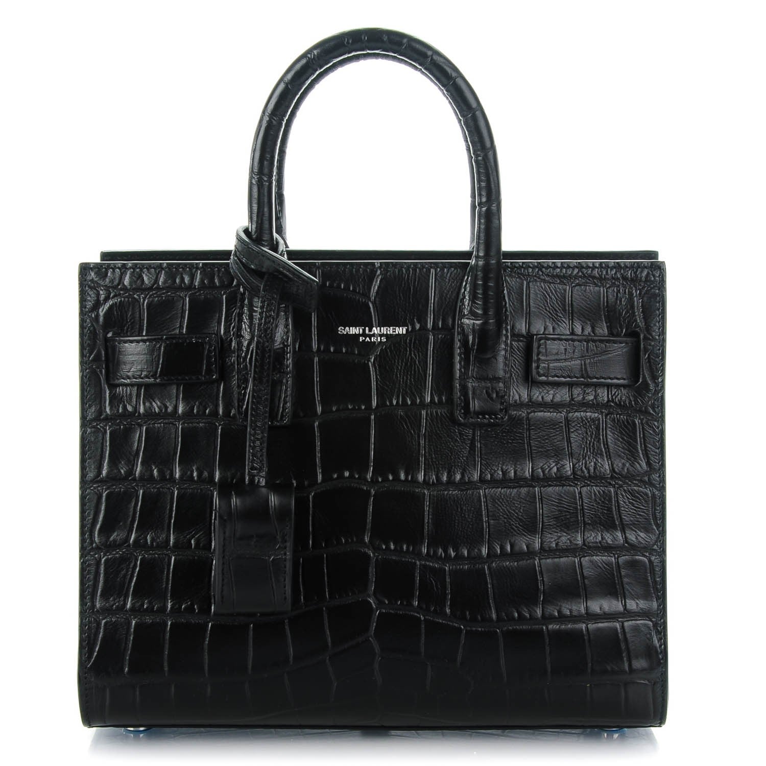 Saint Laurent Calfskin Crocodile Embossed Nano Sac De Jour Black 1 of 7