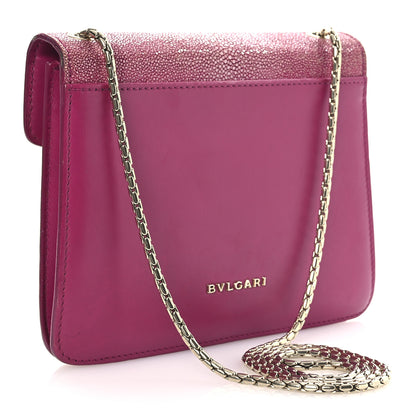 Bulgari Calfskin Galuchat Serpenti Forever Crossbody Bag Dark Pink 4 of 14