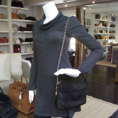 Chanel Vintage Lambskin Cross Body Flap Bag Black 2 of 13