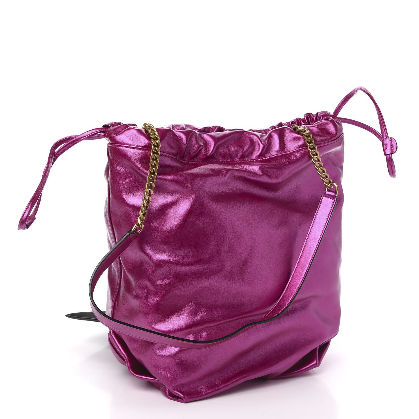 Lambskin Teddy Drawstring Bag Fuchsia