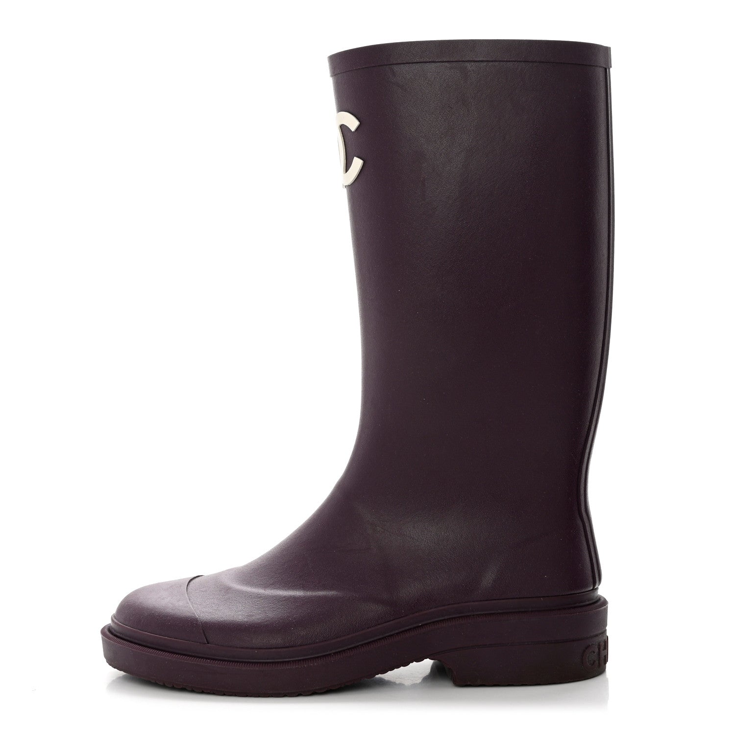 Chanel Caoutchouk CC High Boots 37 Dark Purple 1 of 7