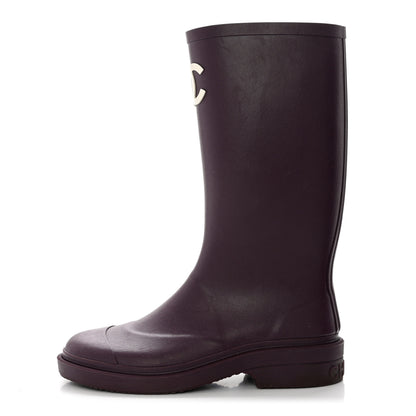 Chanel Caoutchouk CC High Boots 37 Dark Purple 1 of 7
