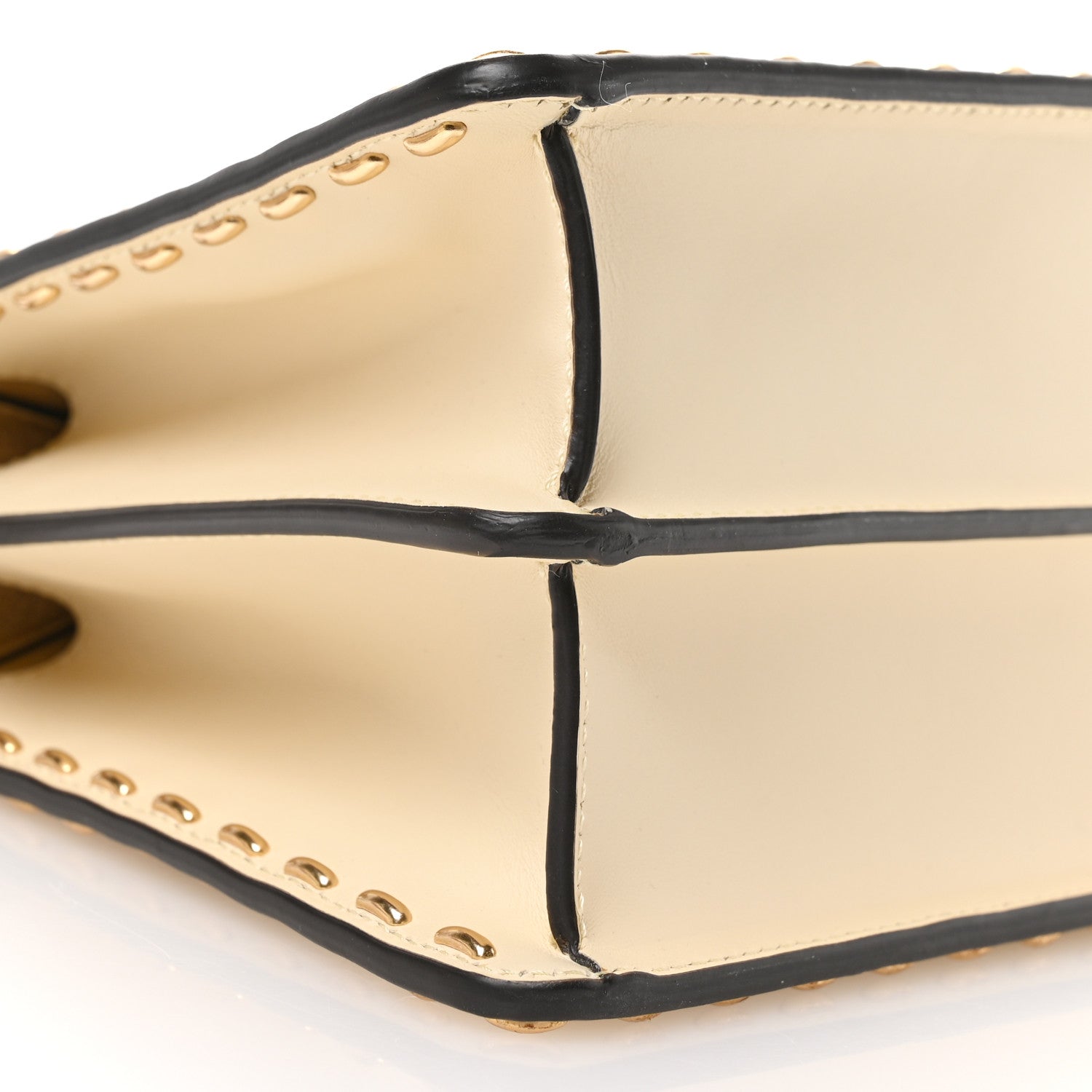 Fendi Vitello King Camoscio Metal Stitch Peekaboo I SEE U Satchel Pergamena Miele 9 of 10