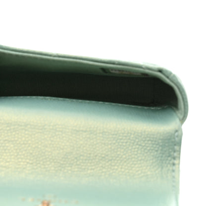 Chanel Iridescent Caviar Quilted Pearl On Top Coin Purse With Chain Light Green 6 of 8