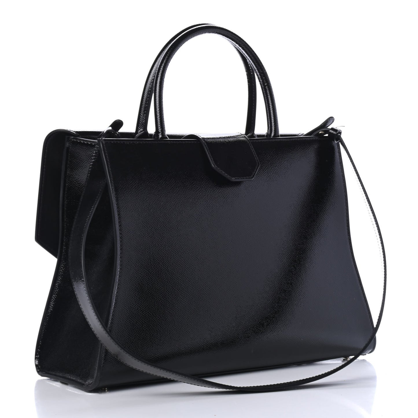 Patent Medium Obsedia Satchel Black