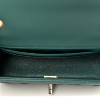 Chanel Lambskin Quilted Mini Rectangular Flap Dark Green 5 of 12