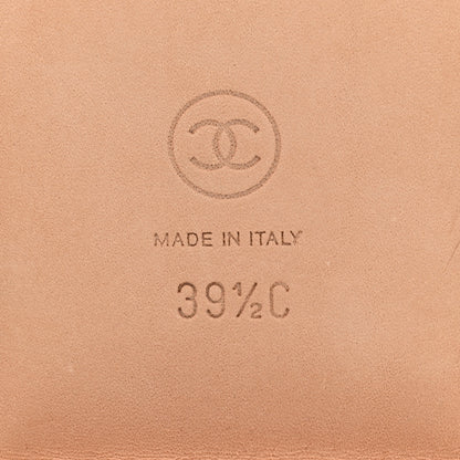 Chanel Calfskin Cork Logo Mule Sandal 39.5 Beige Black 6 of 8