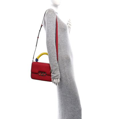 Marc Jacobs Textured Calfskin The J Link Shoulder Bag Red Multicolor 2 of 9