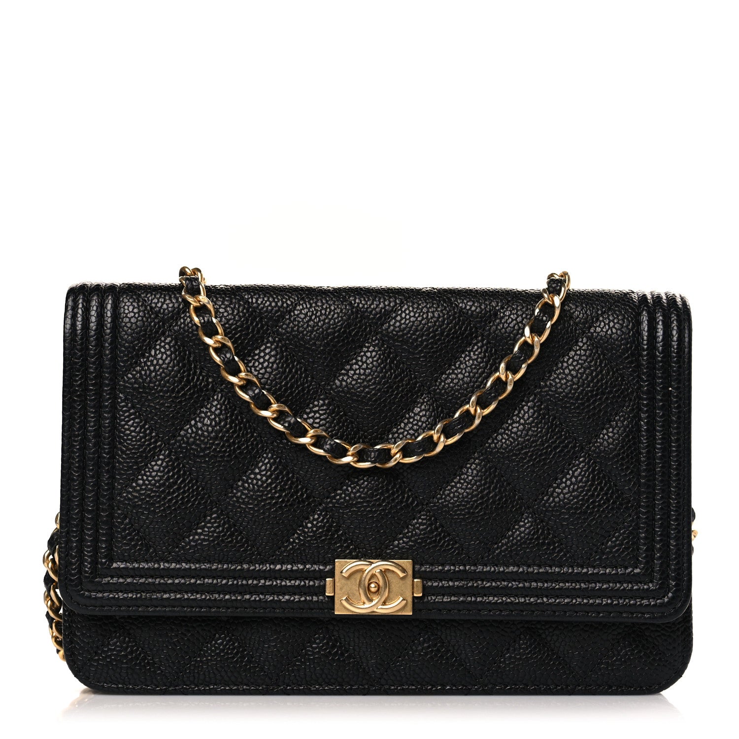 Chanel Caviar Quilted Boy Wallet On Chain WOC Black 1 of 11
