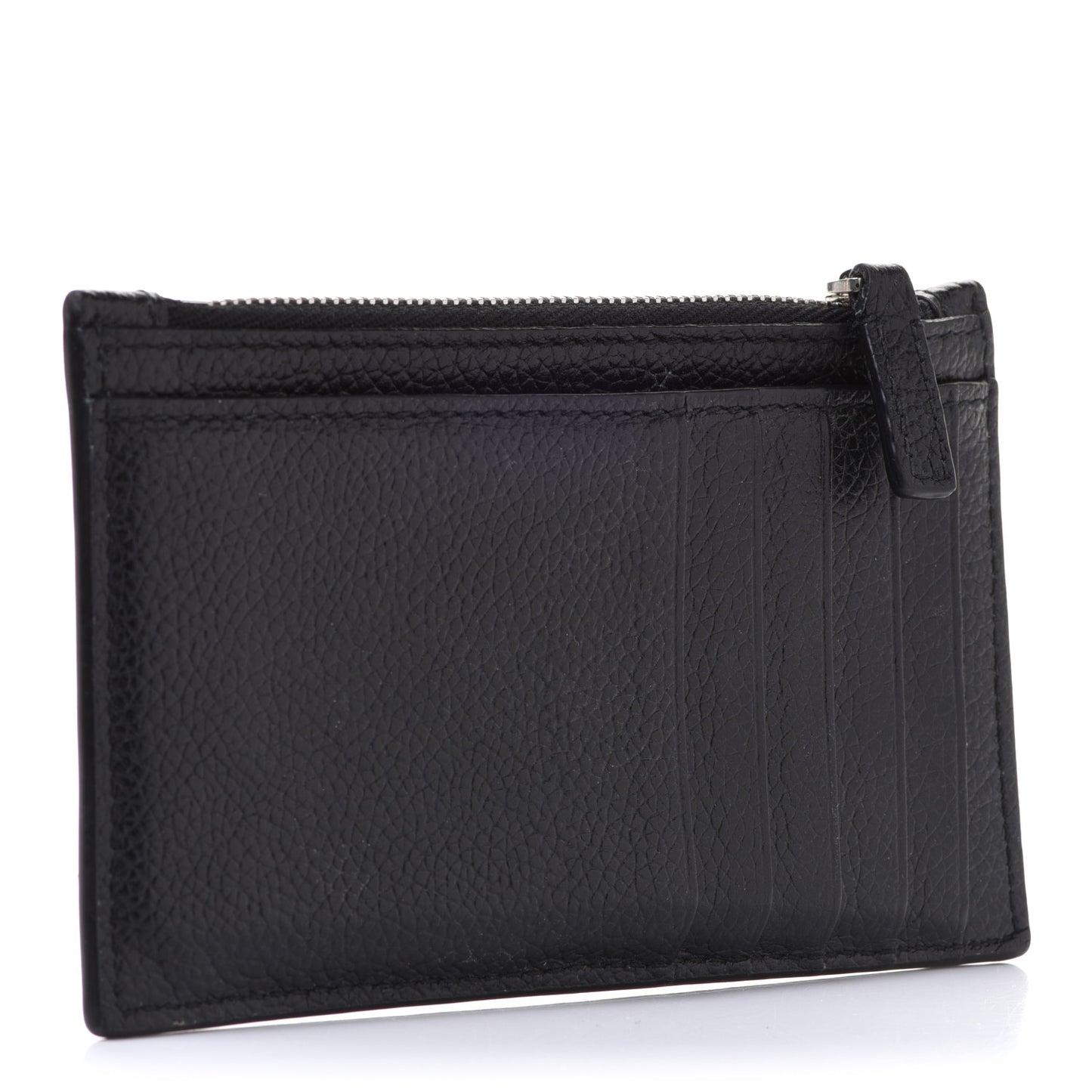 Grained Calfskin Logo Cash Long Coin Card Holder Black White
