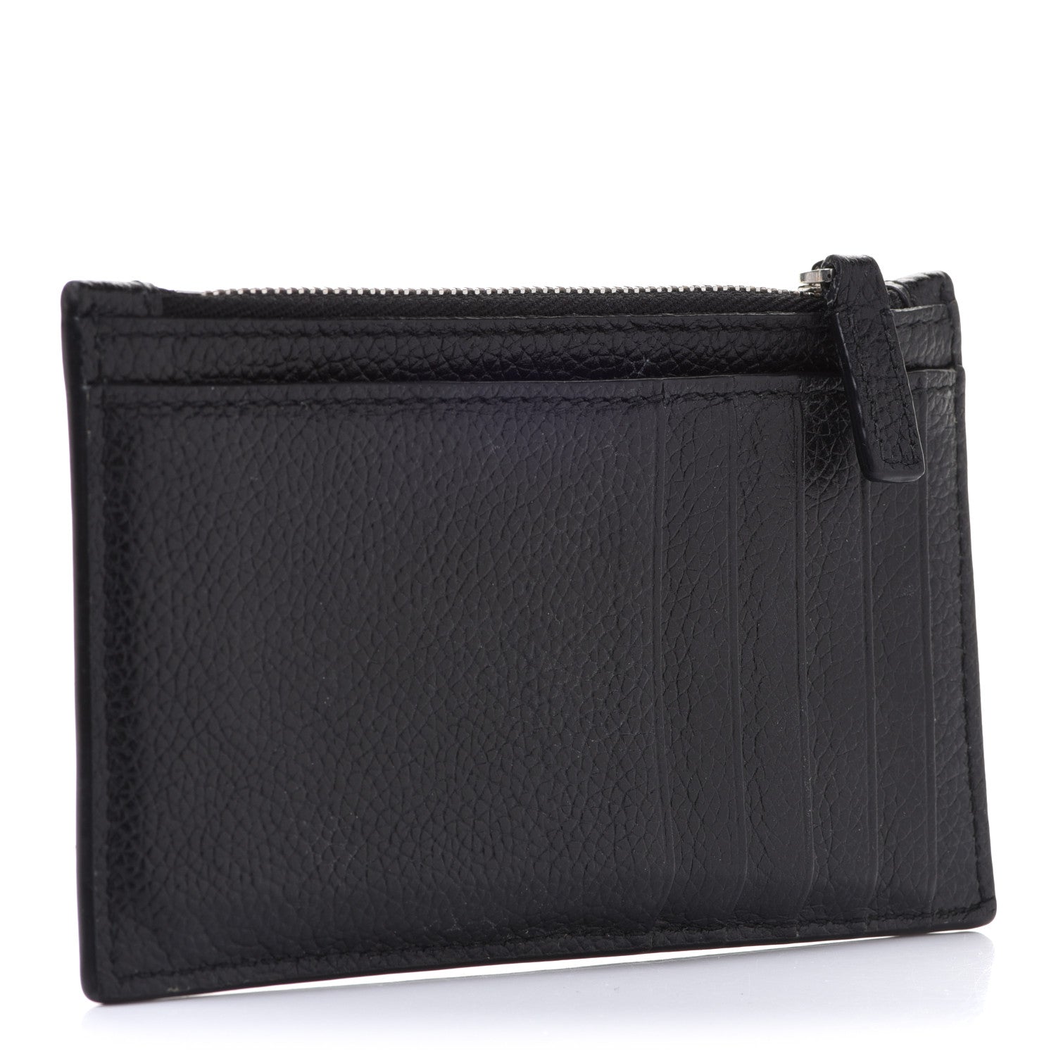 Balenciaga Grained Calfskin Logo Cash Long Coin Card Holder Black White 3 of 8