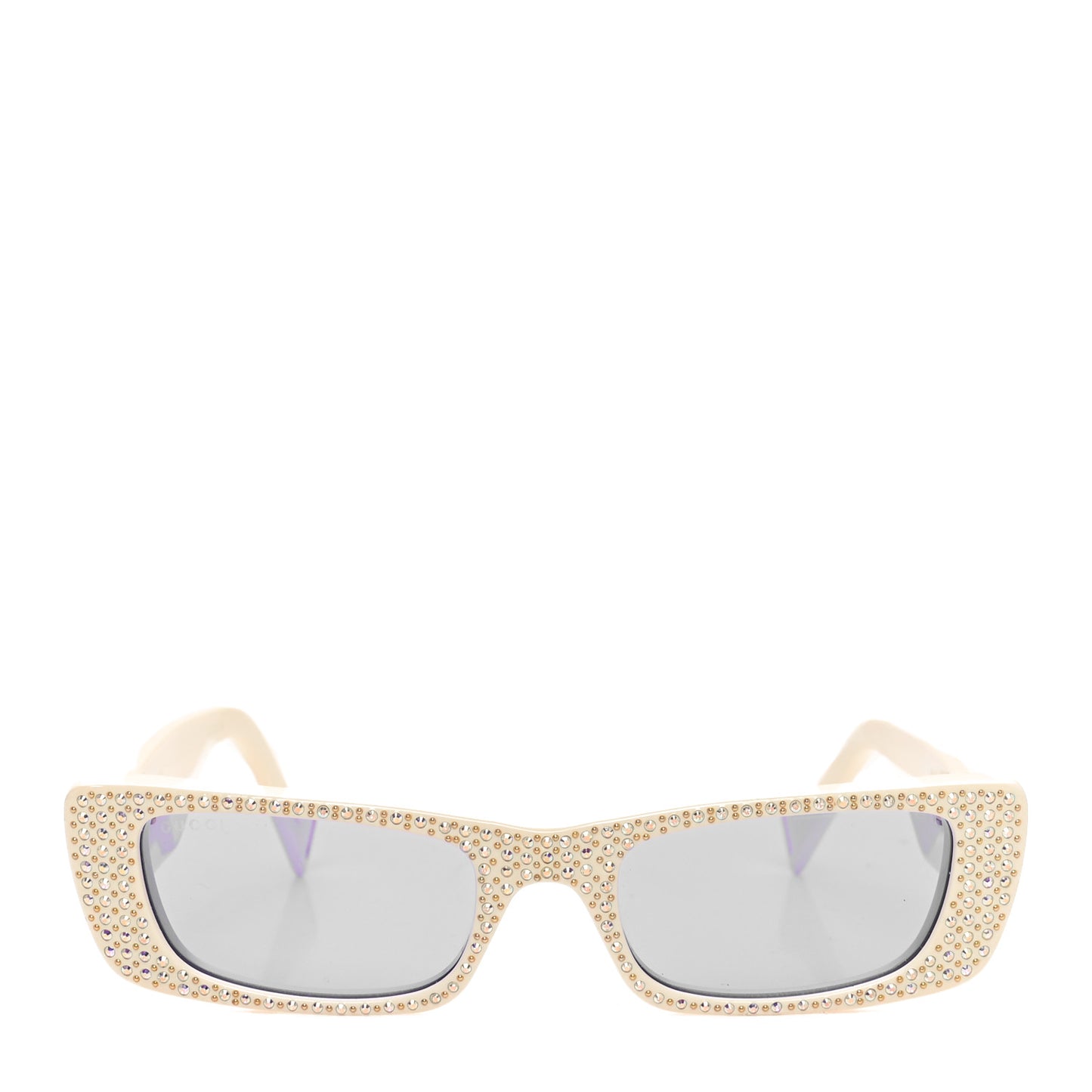 Acetate Rectangular Crystal Sunglasses GG0516S White