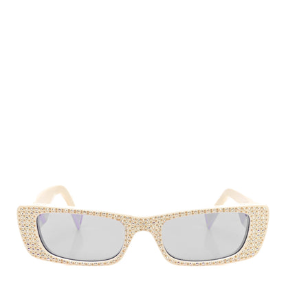 Gucci Acetate Rectangular Crystal Sunglasses GG0516S White 2 of 6