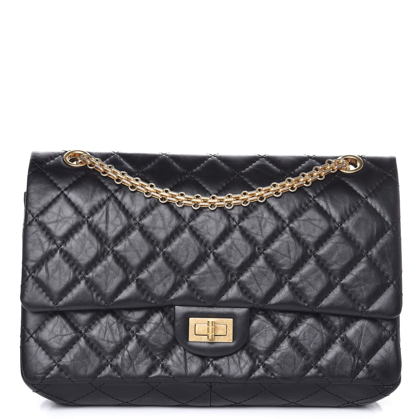 Aged Calfskin Quilted 2.55 Reissue 226 Flap Black