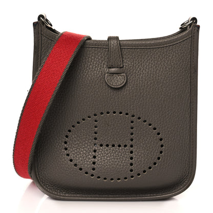 Hermes Taurillon Clemence Amazone Evelyne TPM Etain Rouge Casaque 1 of 16