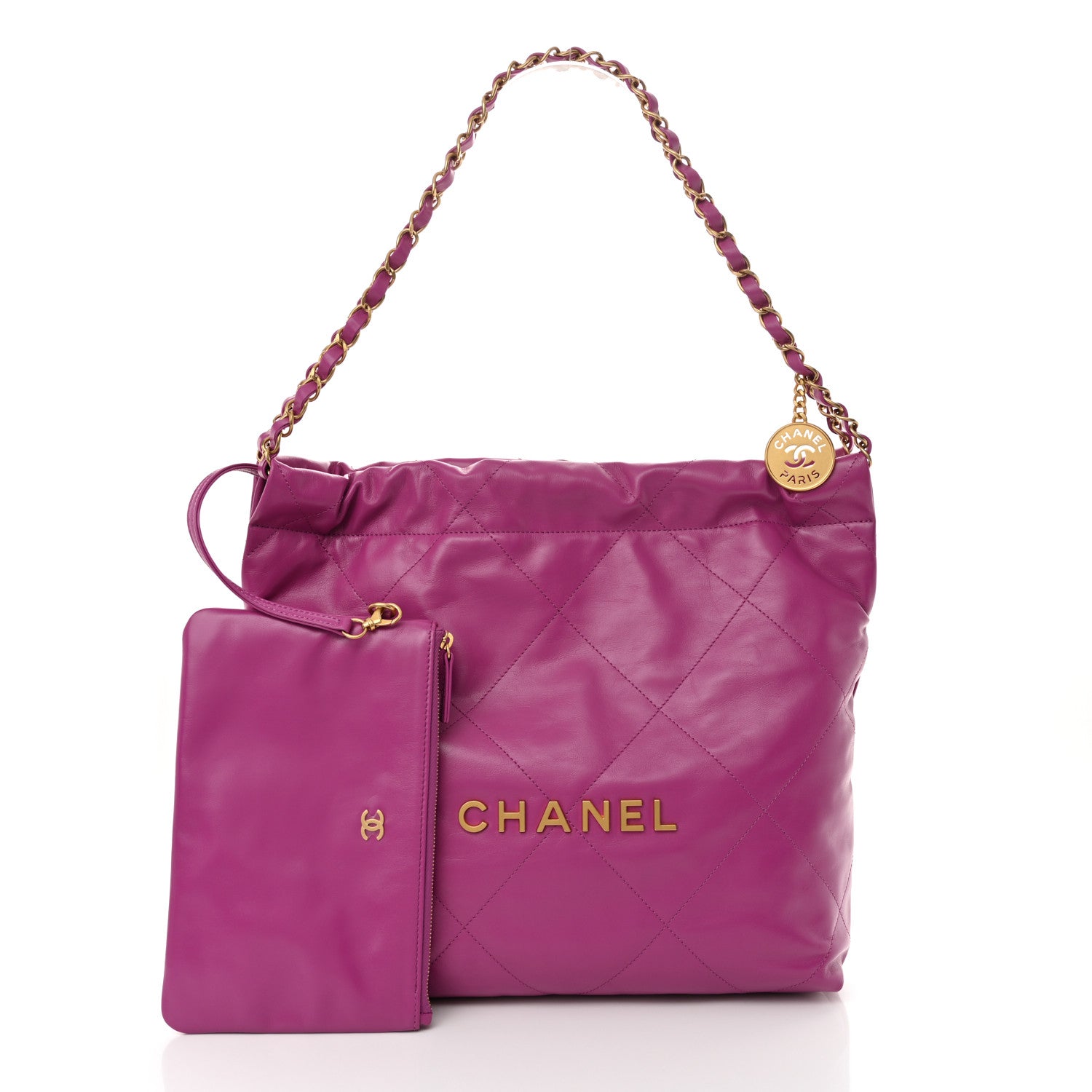 Chanel Shiny Calfskin Quilted Small Chanel 22 Purple 3 of 12